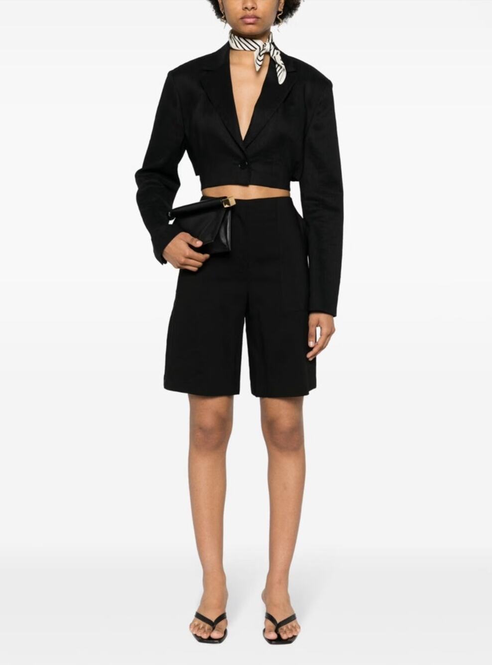 Theory Utility Patch Shorts Tailored Bermuda Linen Blend Black $245 Size 16
